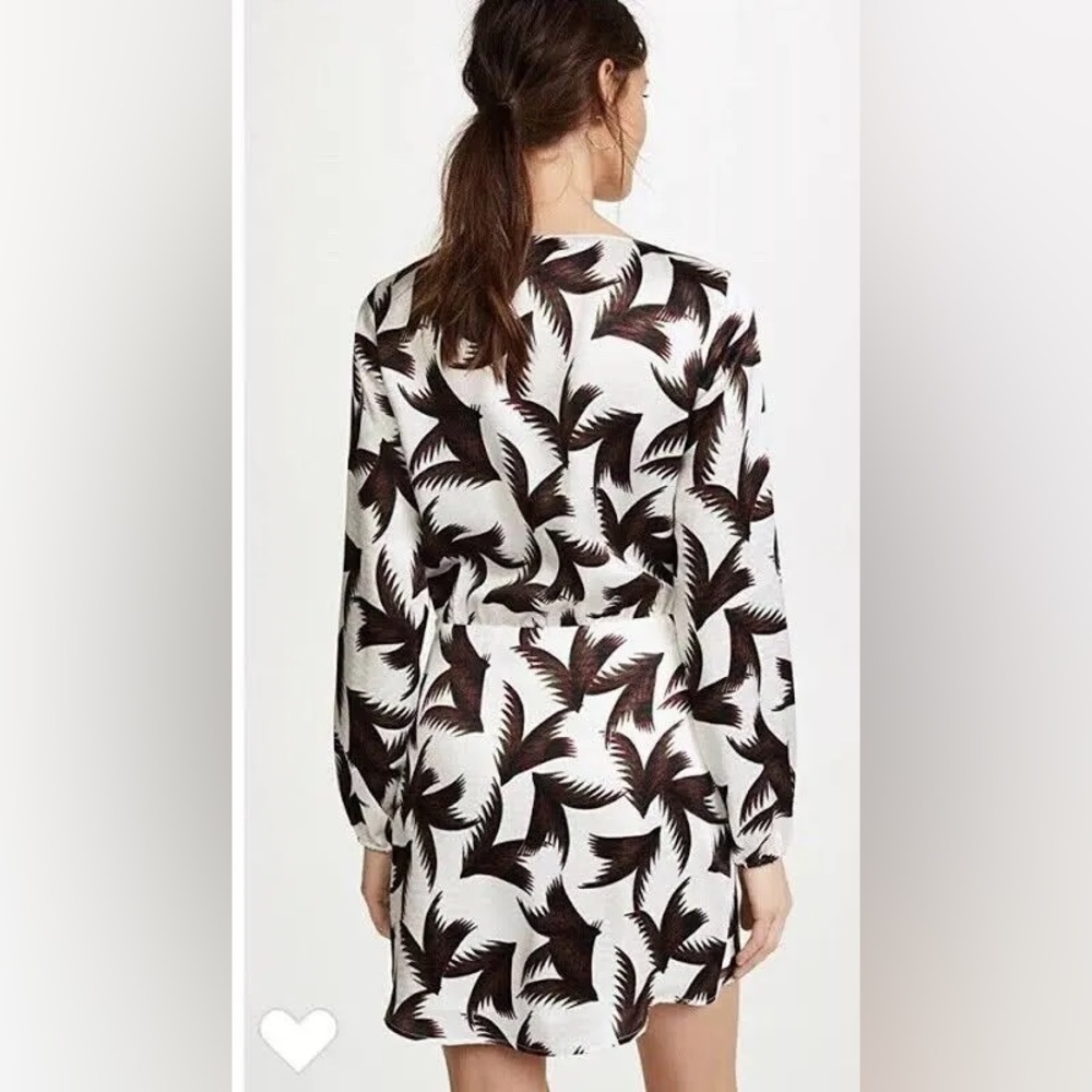A.L.C. Freja Leaf Print Twist Front Silk Dreas - Picture 2 of 13